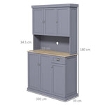 Kitchen Cupboard Storage Cabinet With Adjustable Shelves, Grey