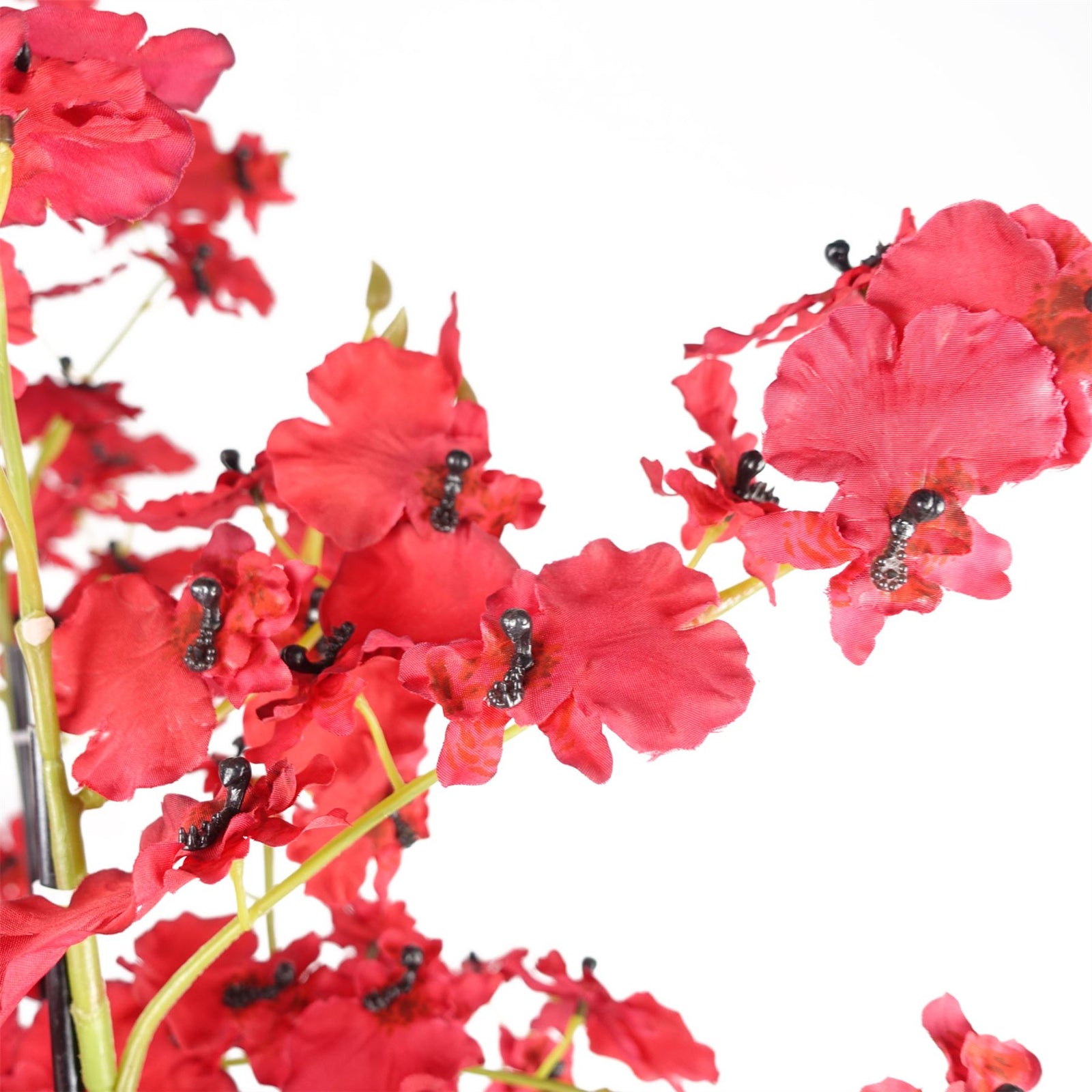 Artificial 90cm Oncidium Orchid Red In Stoneware Planter