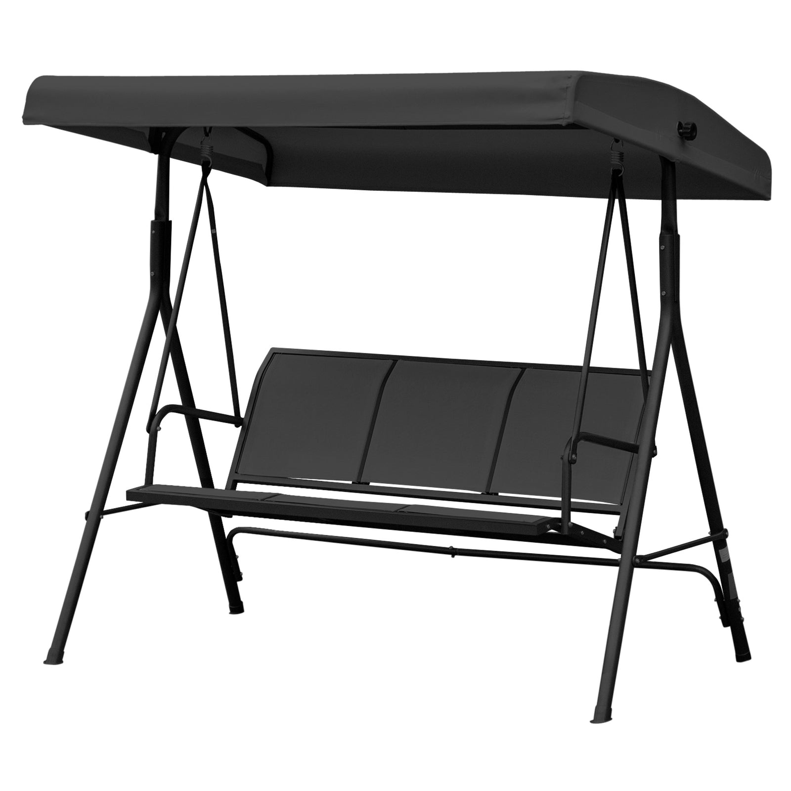 3 Seater Garden Swing Patio Hammock With Canopy For Outdoor | Black