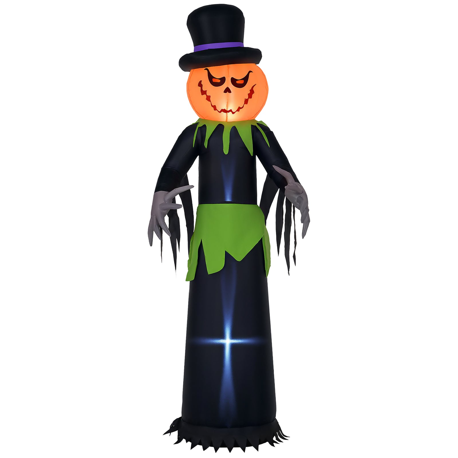 8ft Tall Halloween Inflatable Pumpkin Ghost In A Hat Decoration