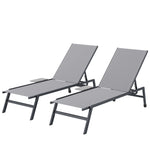 Sun Loungers For Garden Set Of 2 With Side Tray Table | Grey