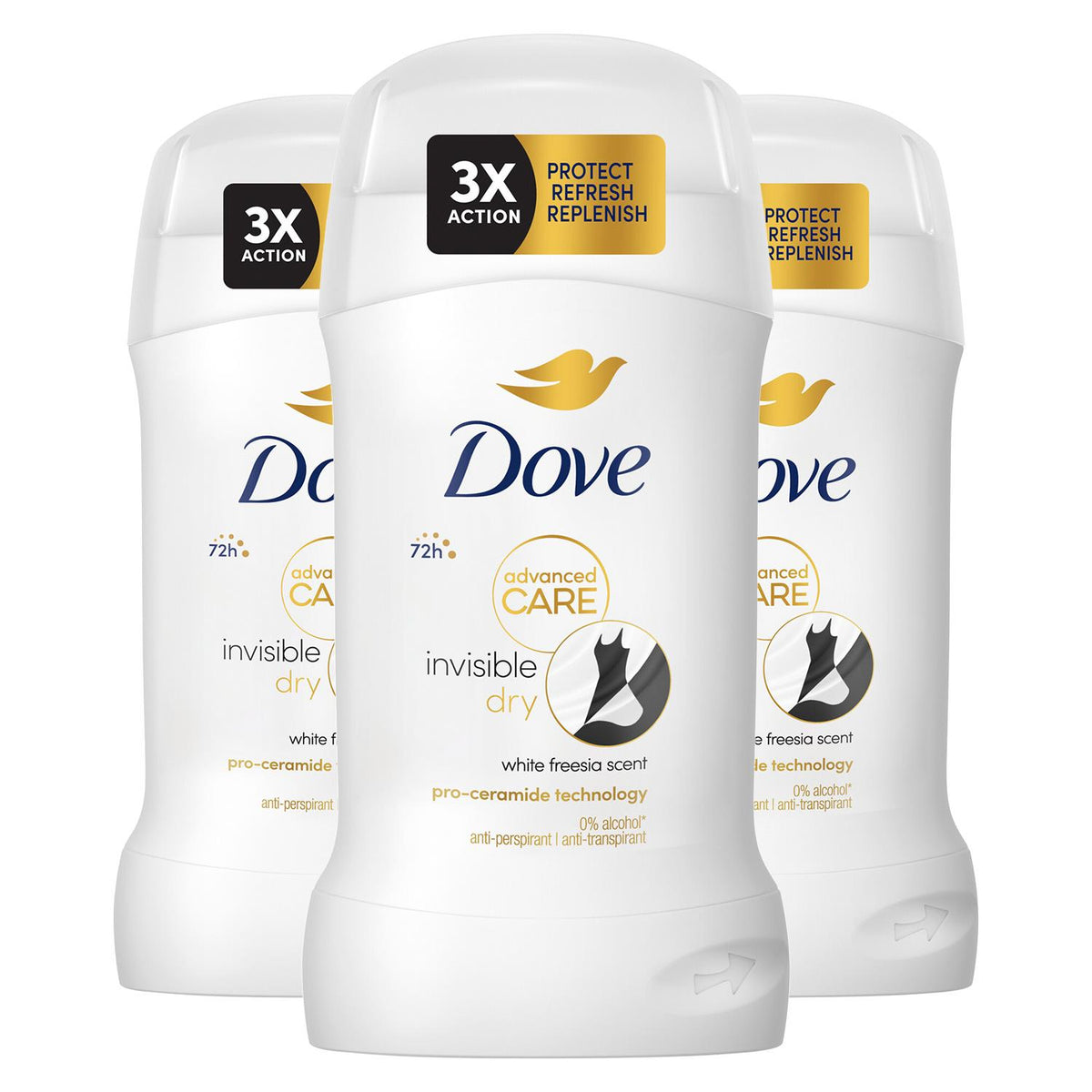 Women Invisible Dry Anti-perspirant Deo Stick W/ 72h Protection 50ml | Set of 3