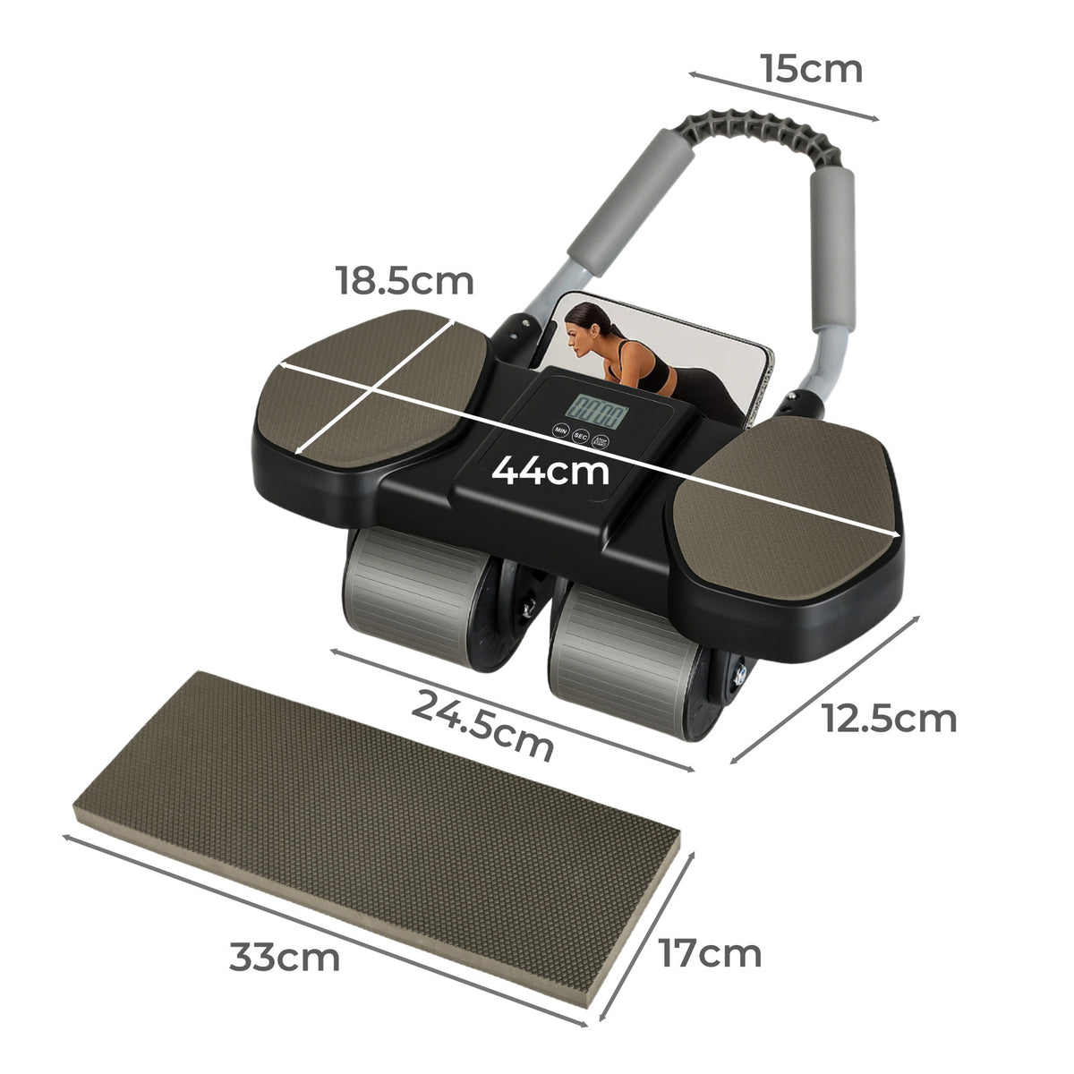 Centra Automatic Ab Roller 4-wheel Core Trainer With Wide Elbow Pads