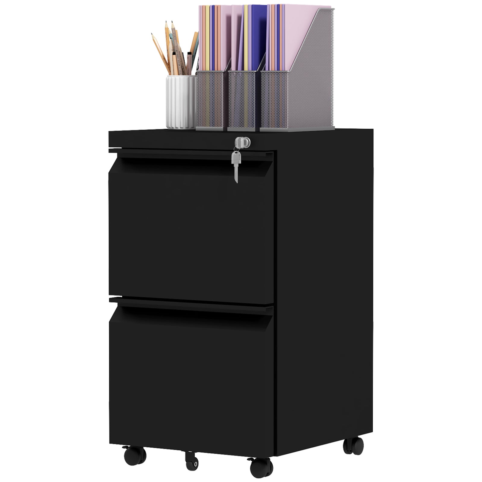 Steel File Cabinet With Lock Hanging Bar For Letter A4 | One Size | Black