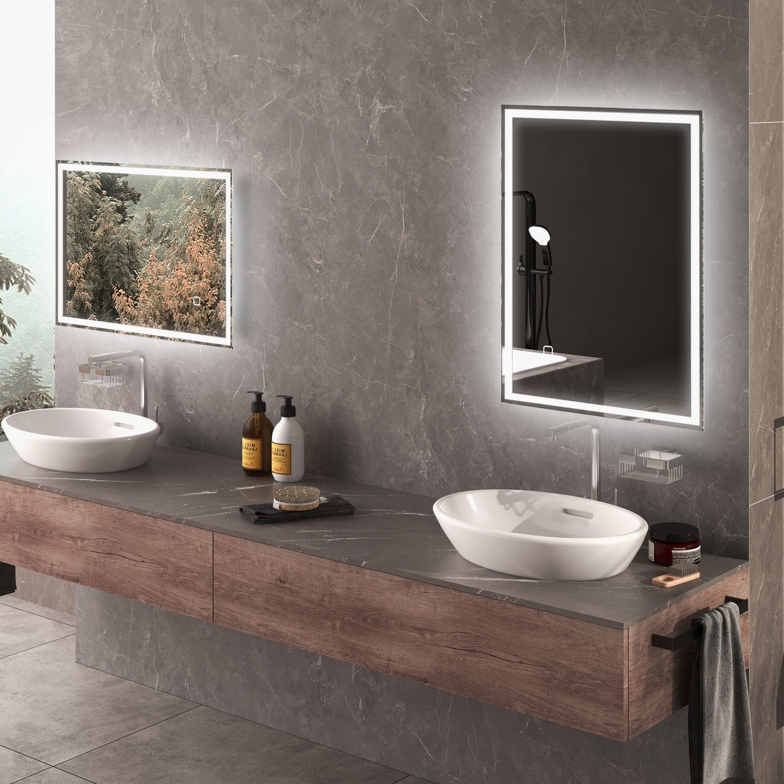 Illuminated Bathroom Mirror With Led Lights 3 Colours