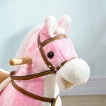 Wooden Ride On Horse, Ride On Pony Gift For Kids 3-6 Years, Pink