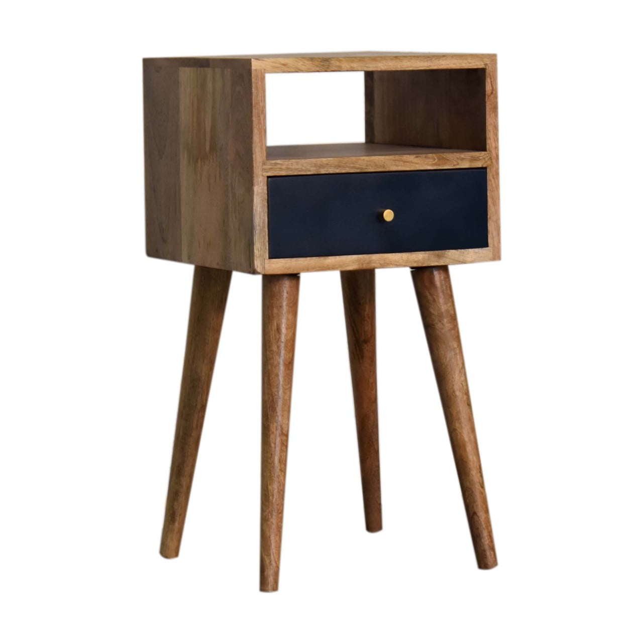 Solid Wood Mini Navy Blue Hand Painted Bedside