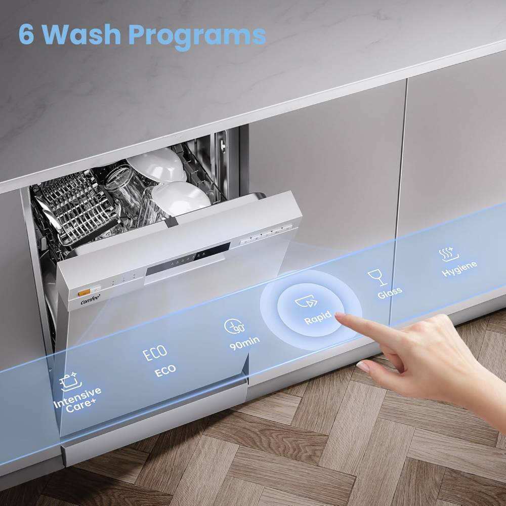 White Freestanding Dishwasher With 10 Place Settings & 6 Washing Programs
