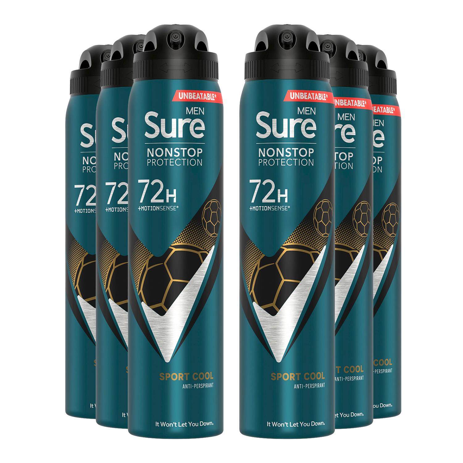 Men Anti-perspirant 72h Nonstop Protection Sport Cool Deodorant, 6pk, 250ml | 6