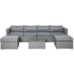 5 Pcs Pe Rattan Corner Sofa Set W/ Cushions