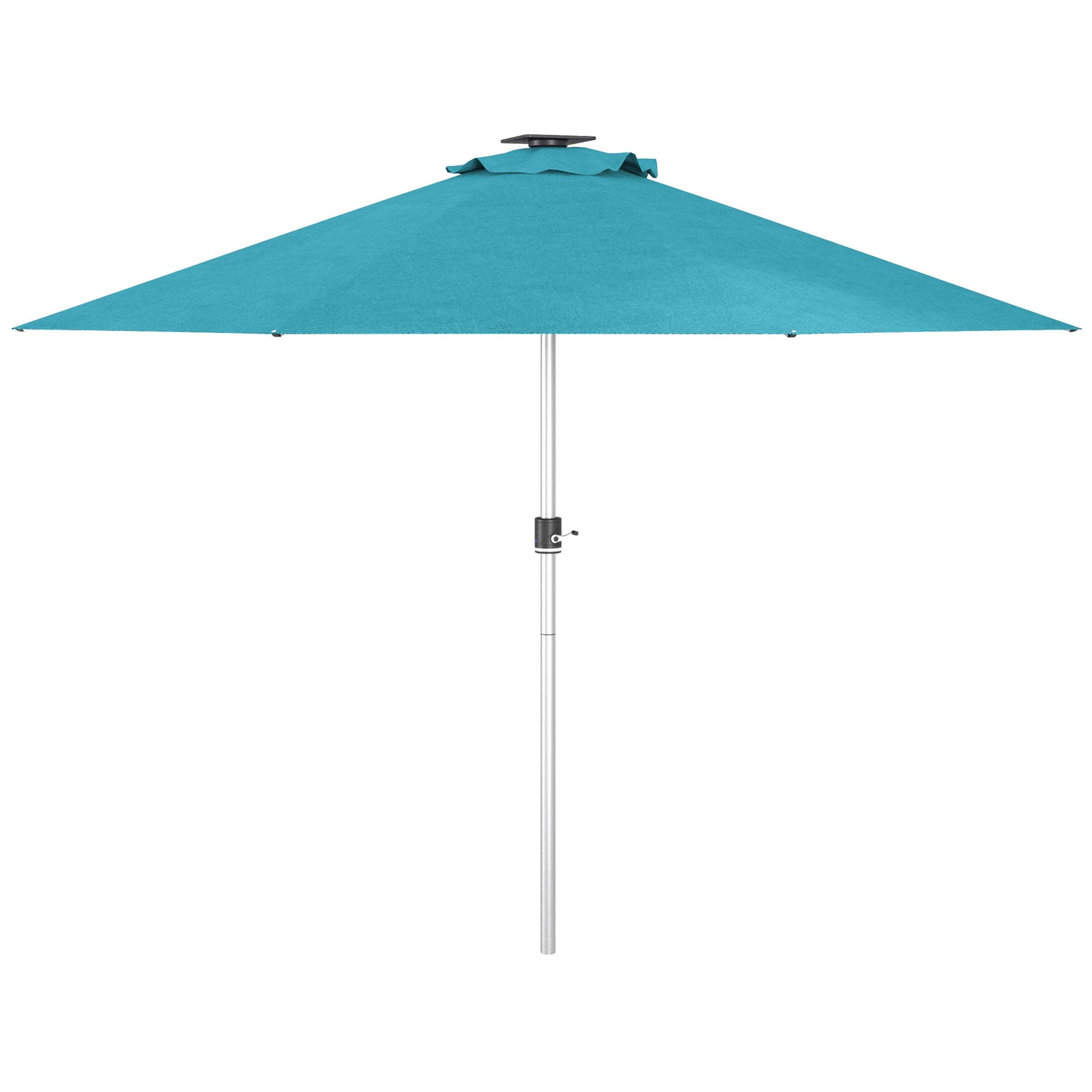 Garden Parasol W/ Usb & Solar Led Lights, Crank Handle | Blue