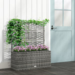 Garden Rattan Planter With Trellis Light Grey