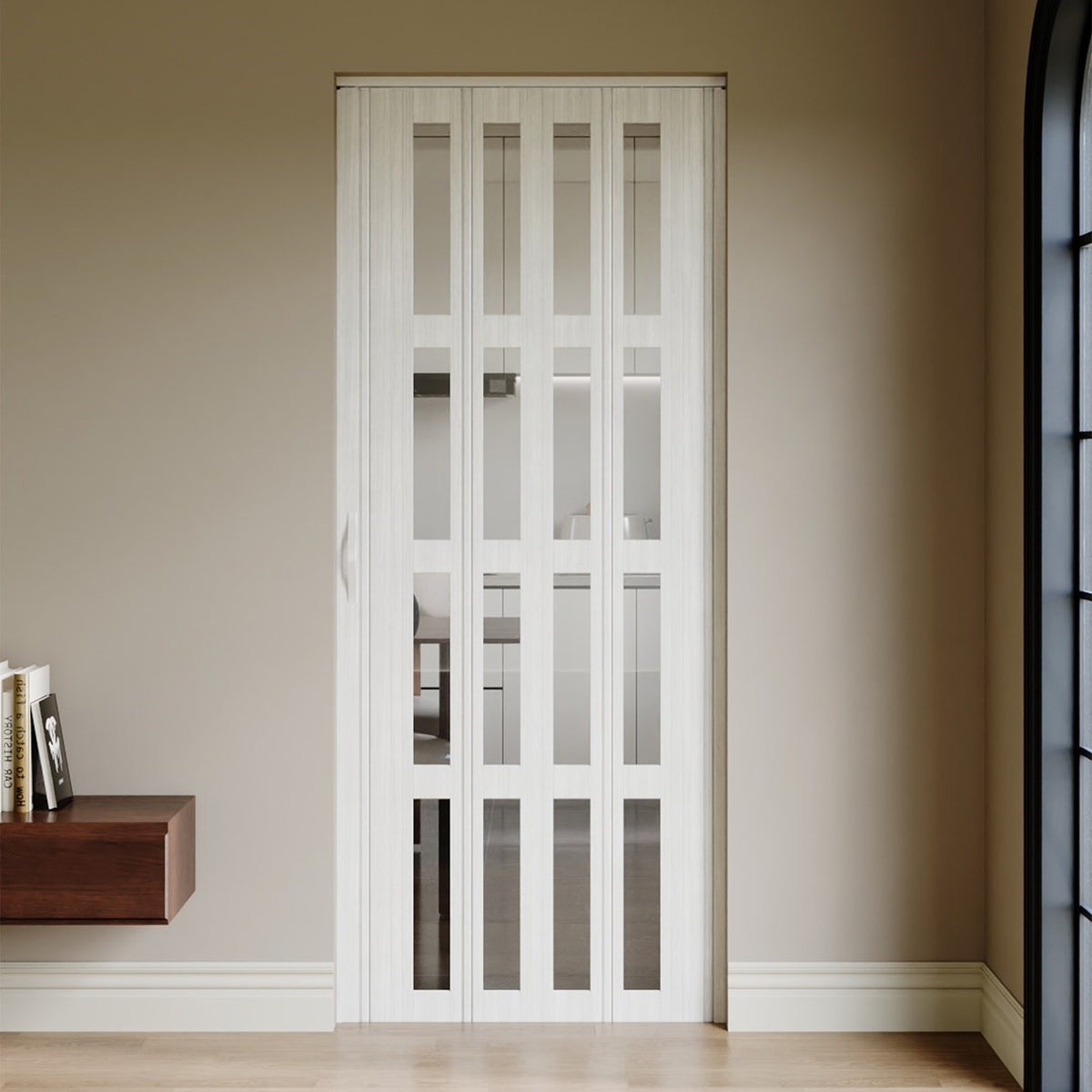 Breeins Magnetic Sliding Pvc Concertina Folding Door With Clear Panels