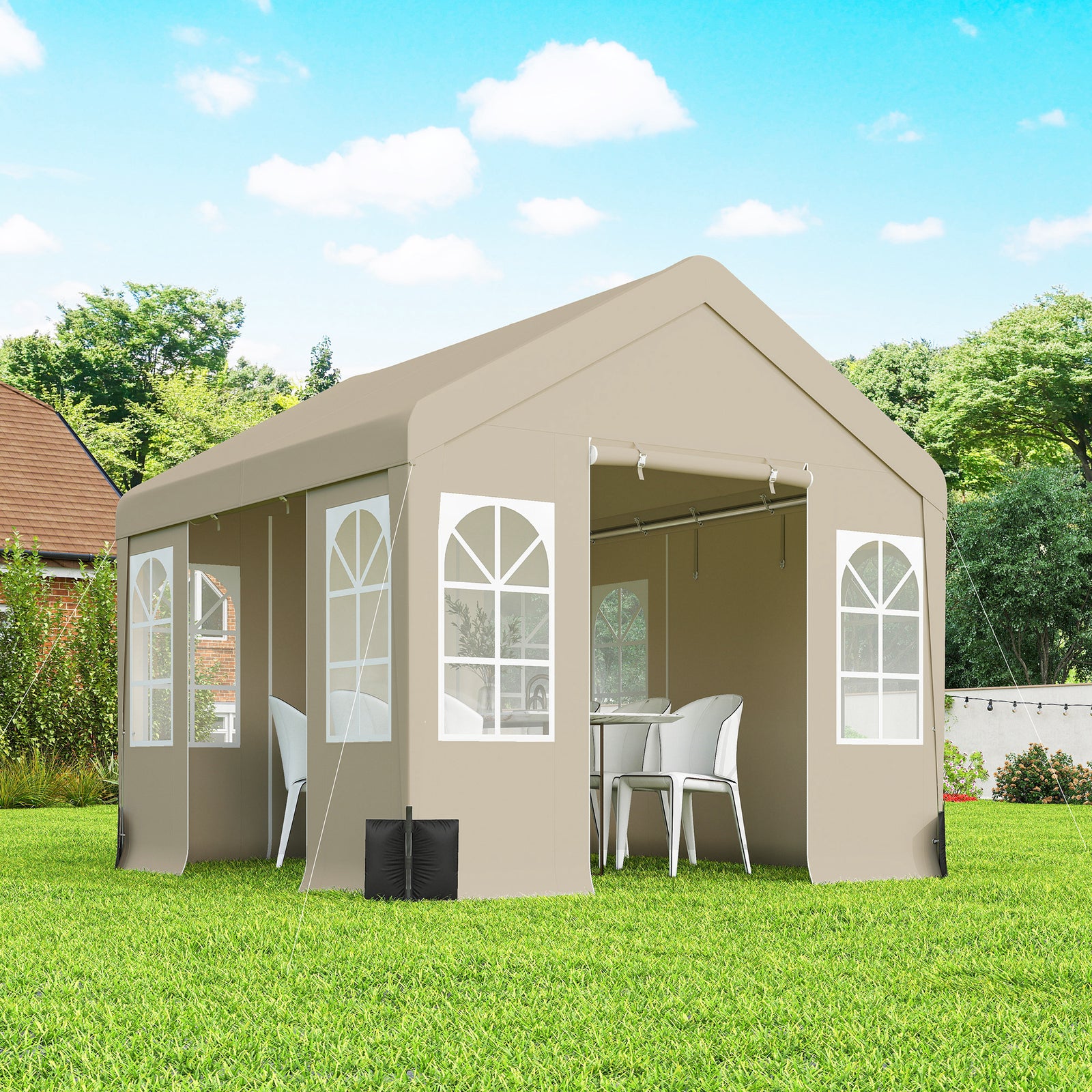 3 X 3 M Party Tent, Outdoor Canopy Tent With Sidewalls | Beige