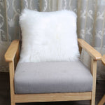 Square Fluffy Faux Fur Throw Pillow Cover White