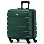 56x45x25cm Large Cabin Carry On Case - Overhead Luggage Suitcase - 4 Spinner Wheels - Abs Shell | 56 x 45 x 25cm | Forest Green