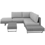 3pc Rattan Wicker Sofa Set With Tea Table & Cushions