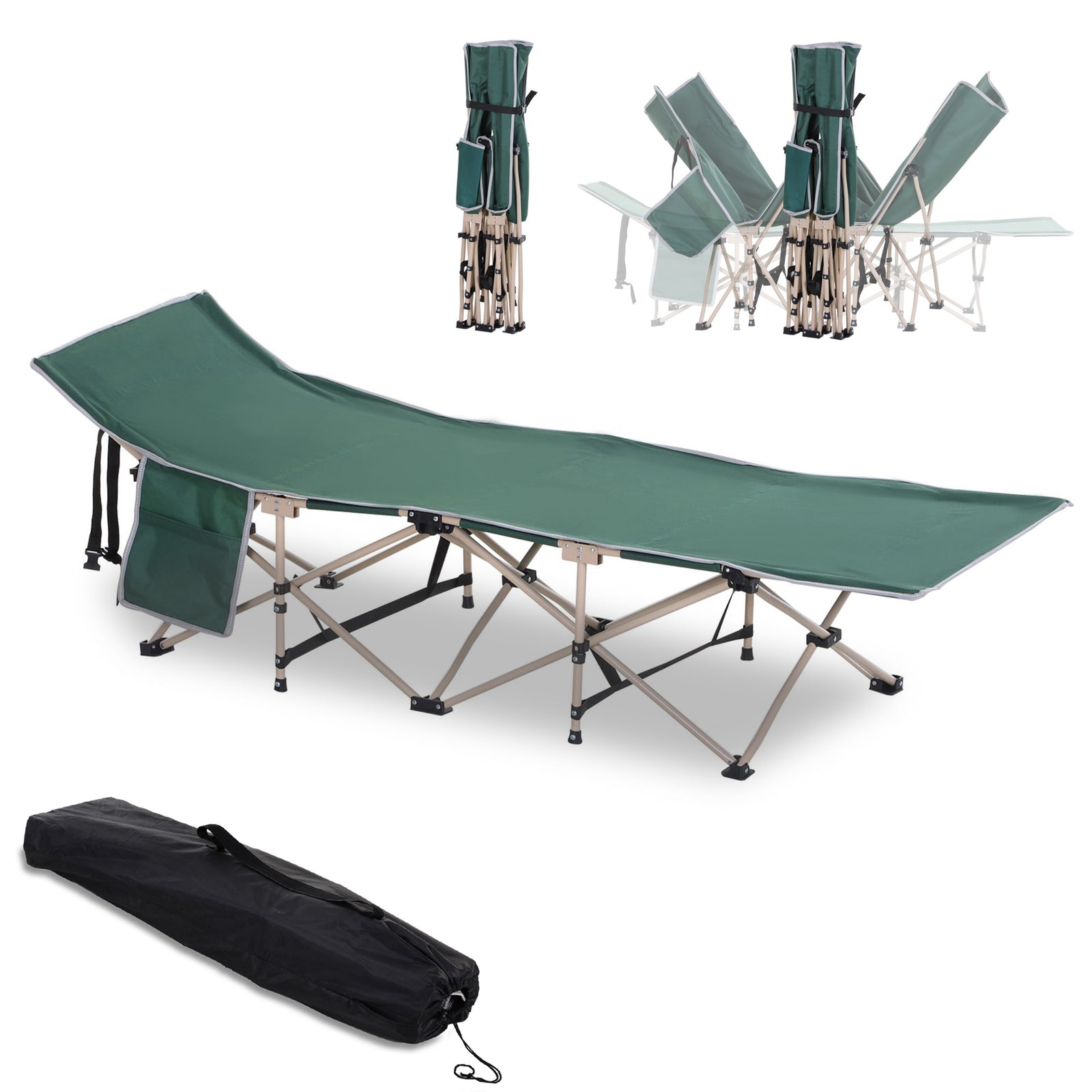 Single Person Folding Camping Cot Portable Camp Sleeping Bed | Green