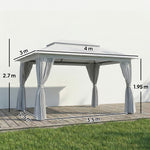 3 X 4 M Outdoor Garden Gazebo With Upf50+ Double roof | Dark Grey