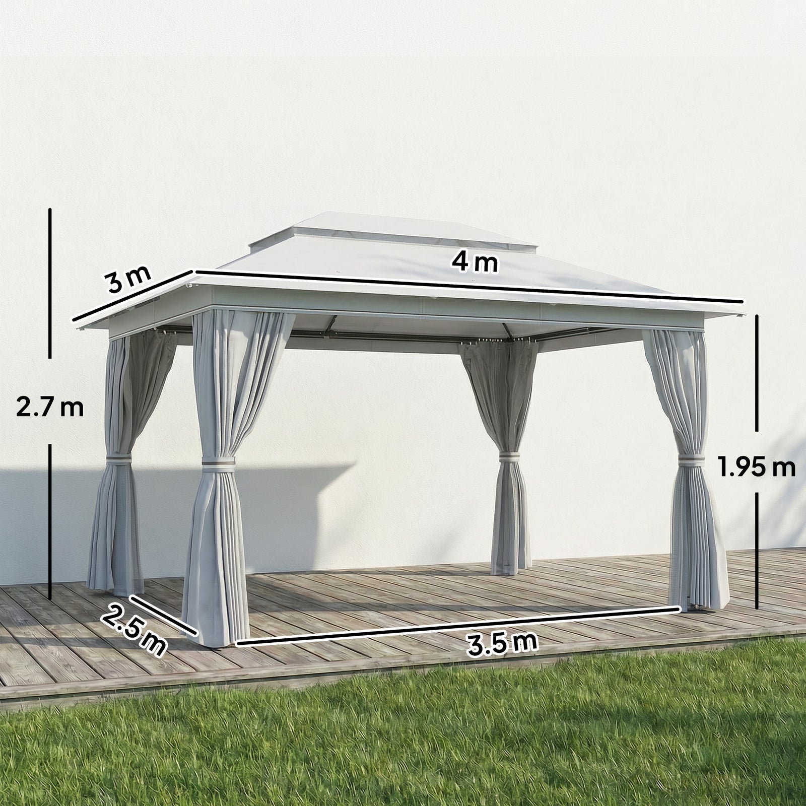 3 X 4 M Outdoor Garden Gazebo With Upf50+ Double roof | Dark Grey