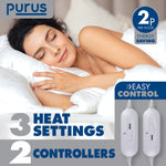 Luxury Electric Blanket Fully Fitted Heated Bed Underblanket Polyester Detachable Control 3 Heat Settings | King | White