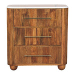 Beaumont Marble Chest, 3 Drawers, White and Beige | Brown