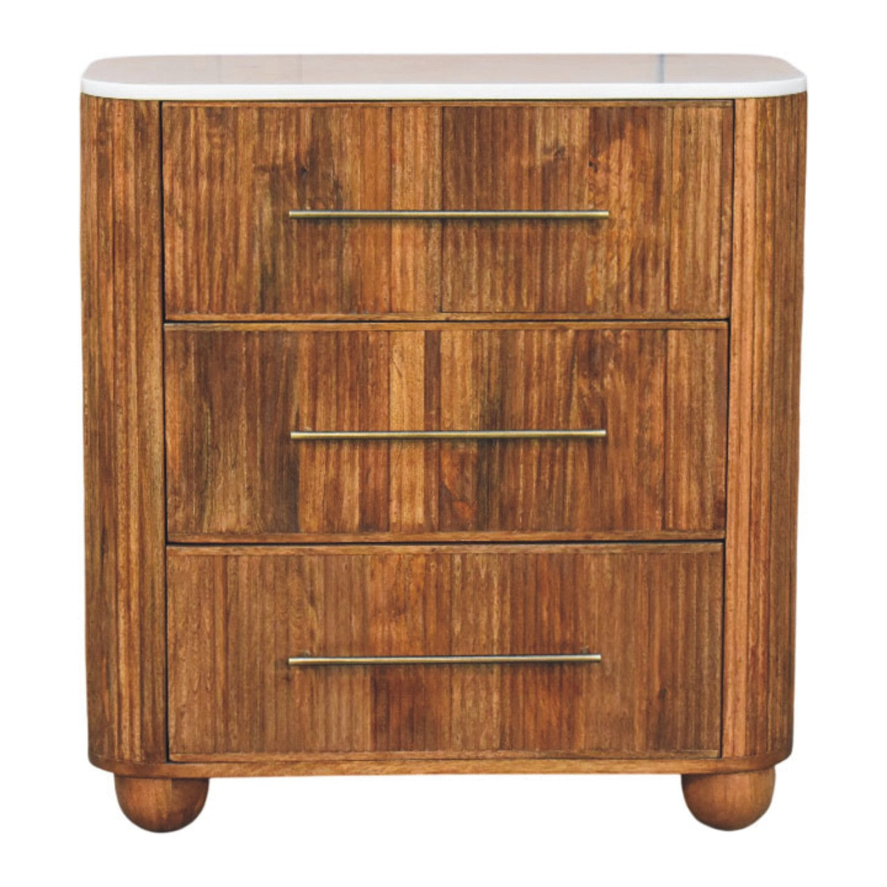 Beaumont Marble Chest, 3 Drawers, White and Beige | Brown
