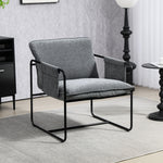Upholstered Reading Chair With Side Pockets And Steel Frame | One Size | Gray