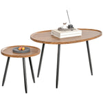 HOMCOM 2 80cm Sofa Side Table Set Of 2 With Metal Legs, Chestnut Wood Effect
