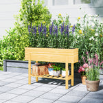 Wooden Raised Bed W/ Bed Liner, Storage Shelf | Natural
