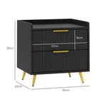 Bedside Table With 2 Drawers For Bedroom, Living Room | One Size | Black