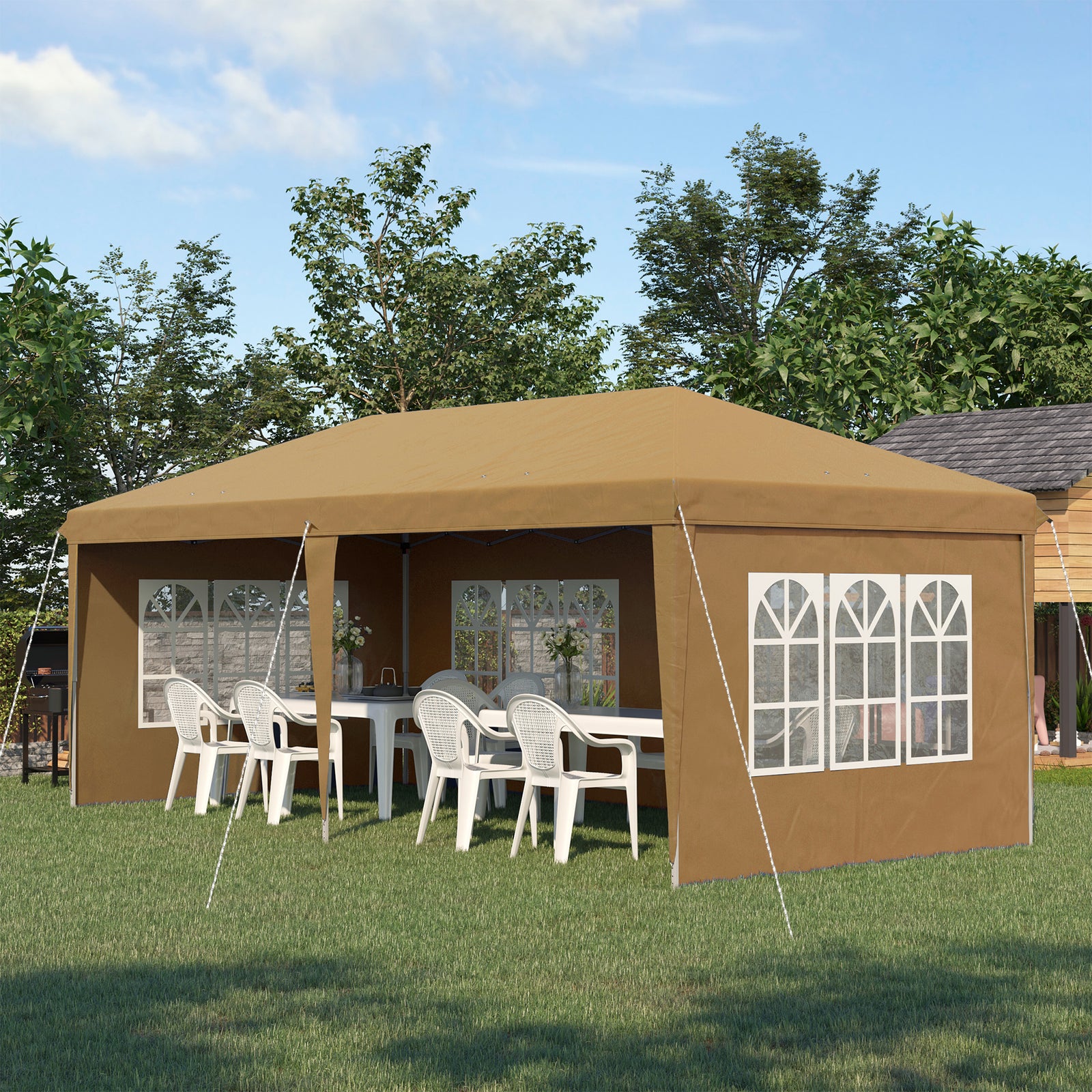 3 X 6m Garden Pop Up Gazebo, Height Adjustable