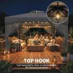 3 X 3.6 M Garden Gazebo With Shelves, Upf50+ Permanent Gazebo | Dark Grey