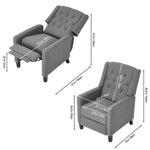 Living and Home Single Upholstered Sofa Pushback Recliner Chair Armchair