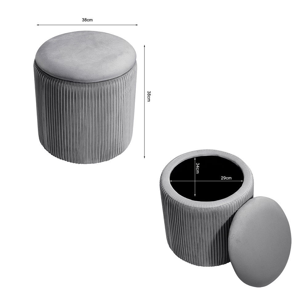 Ottoman Footstool With Storage Modern Pleated Storage Stool 38cm Dia X 38cm H