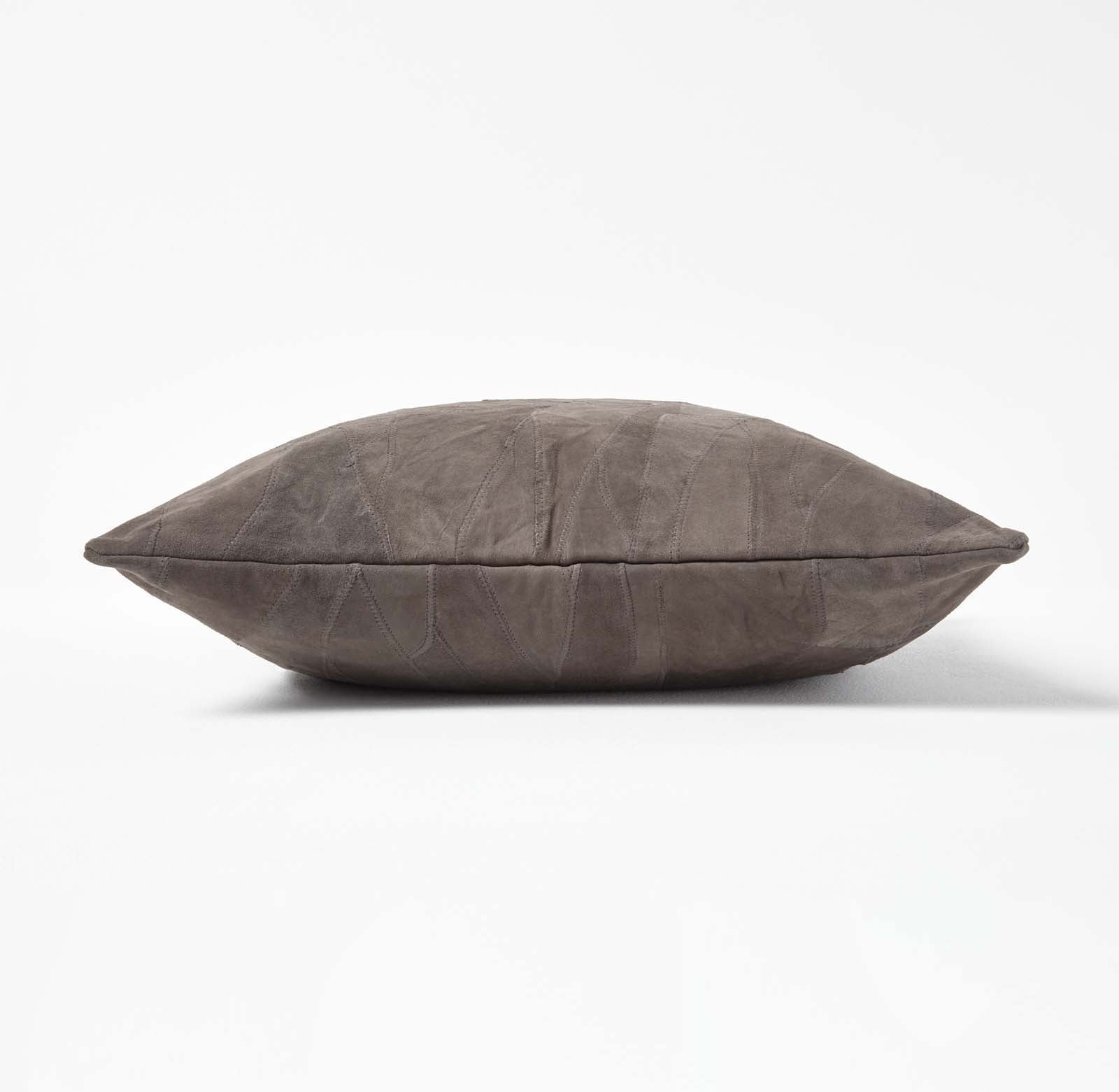 Real Leather Suede Cushion With Feather Filling | 45cm x 45cm | Grey