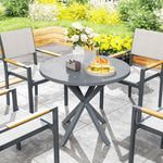 85cm Round Dining Table, Steel Frame, Wood Effect