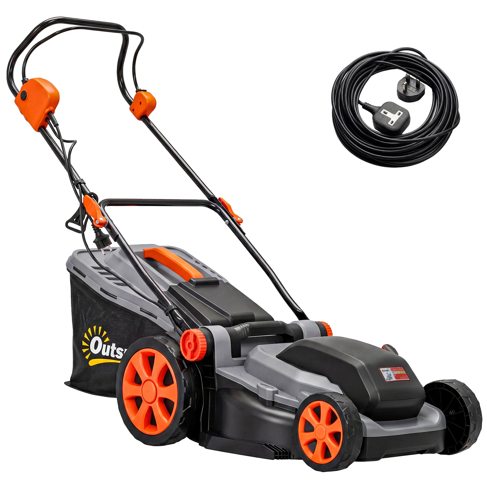 1800w Electric Lawnmower With 40cm Cutting Width, Mulching Feature