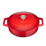 Cast Iron Casserole Dish 28cm Oven Proof Pan & Lid | 28cm | Red