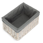 White Wash Grey Lined Open Storage Basket | Medium | Gray