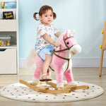 Wooden Ride On Horse, Ride On Pony Gift For Kids 3-6 Years, Pink