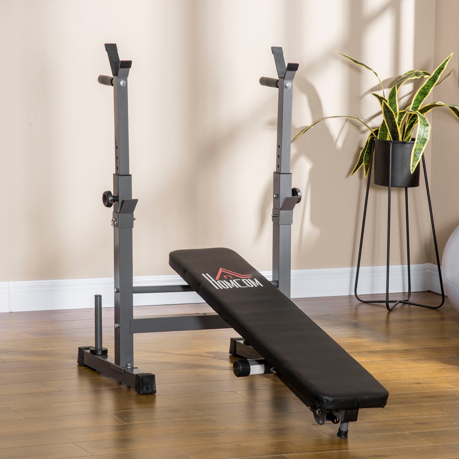 Adjustable Foldable Weight Bench With Barbell Rack