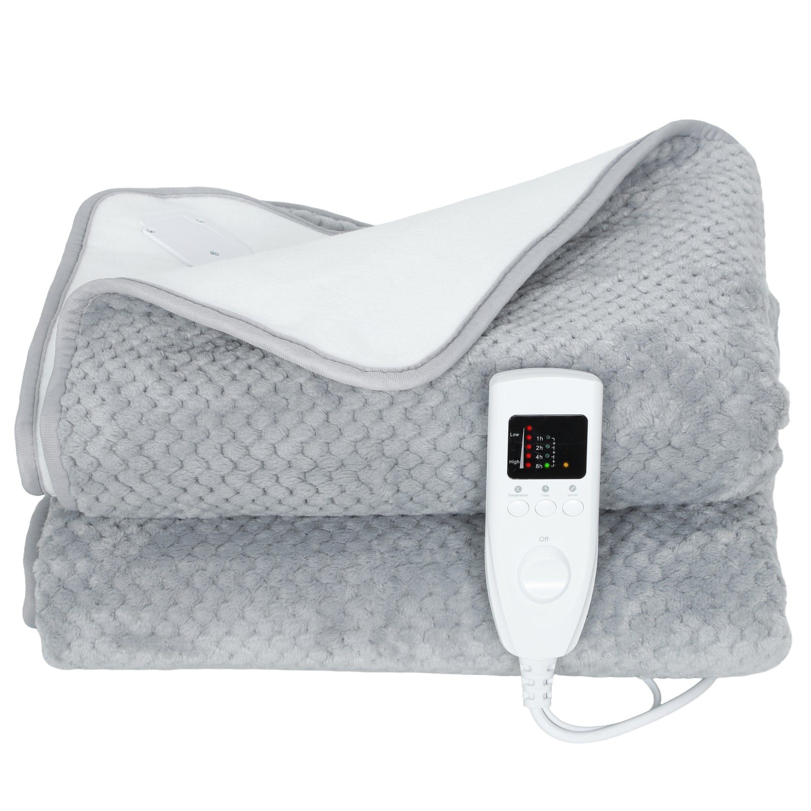 Heated Throw With Ultra Soft Velvet, Electric Blanket, Grey