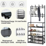 Entryway 5 Tier Shoe Rack With Coat Hanger