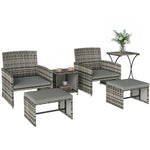 6 Piece Rattan Garden Furniture Set With Nesting Tables | Grey