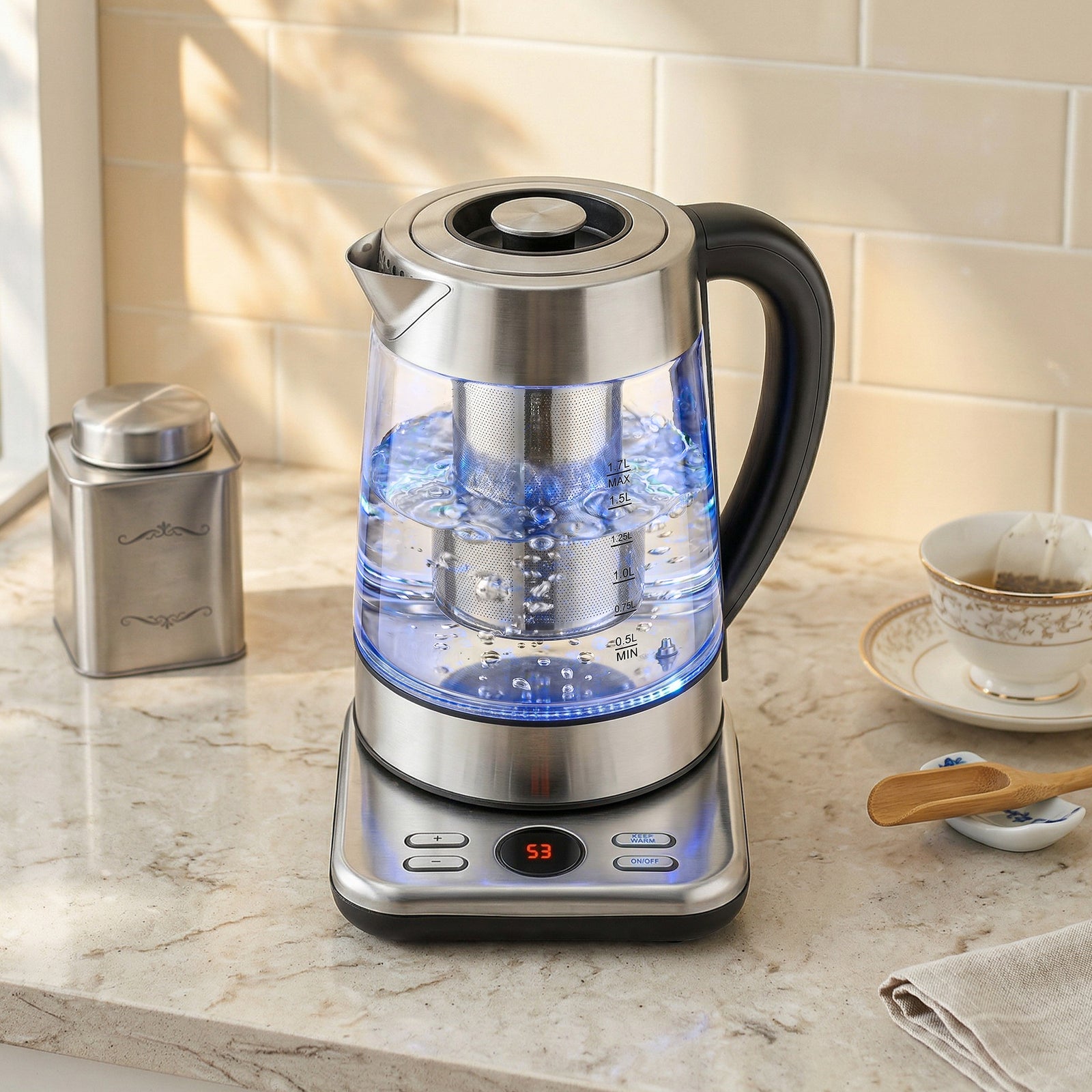 HOMCOM Electric Kettle, 1.7l 3kw Water Kettle With Uk Strix Thermostat