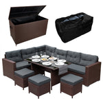 Rattan Corner Set & Cushion Storage Box | Brown