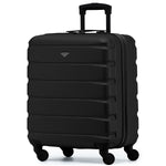 56x45x25cm Large Cabin Carry On Case - Overhead Luggage Suitcase - 4 Spinner Wheels - Abs Shell | 56 x 45 x 25cm | Black
