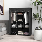 Fabric Portable Wardrobe With 8 Shelves 2 Hanging Rails | Black