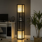 2-light Modern Floor Lamp With Shelves Living Room Bedroom | One Size | Black
